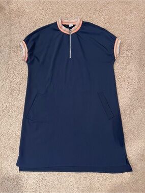 BAYO Summer Boho Quarter Zip Mock Neck Loose Shirt Dress
